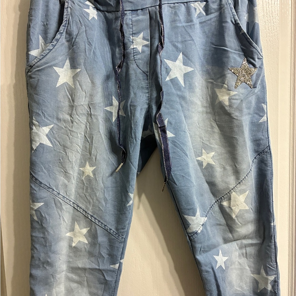 Blue Star Print Joggers